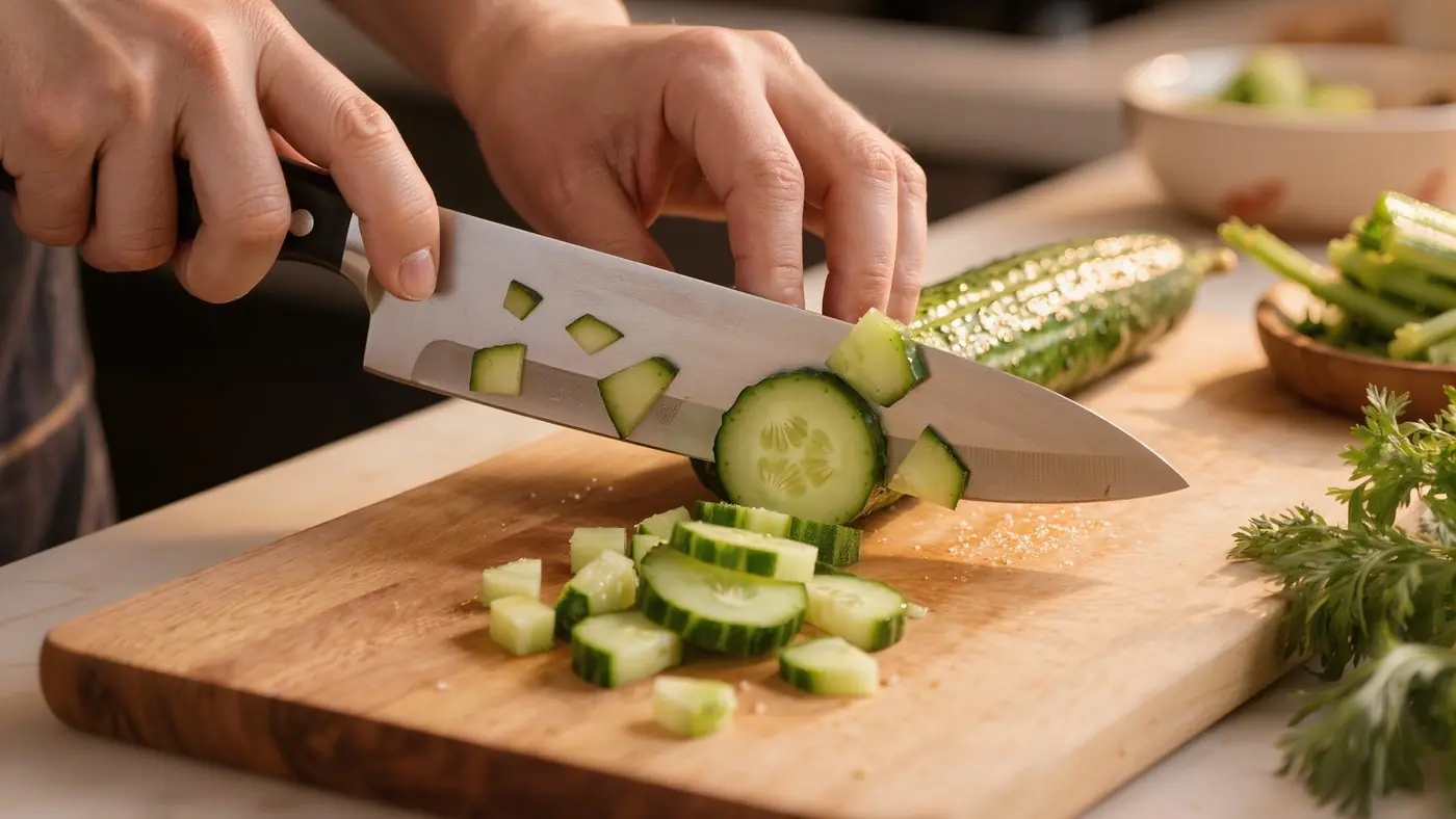 夕食の支度で野菜を切る手もと(イメージ)