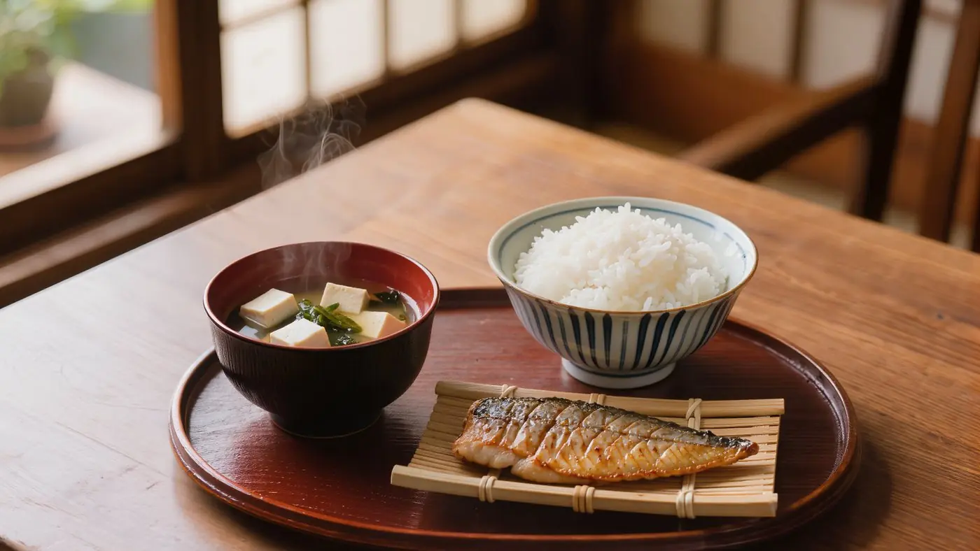 朝の食卓に用意された、ごはんと味噌汁(イメージ)